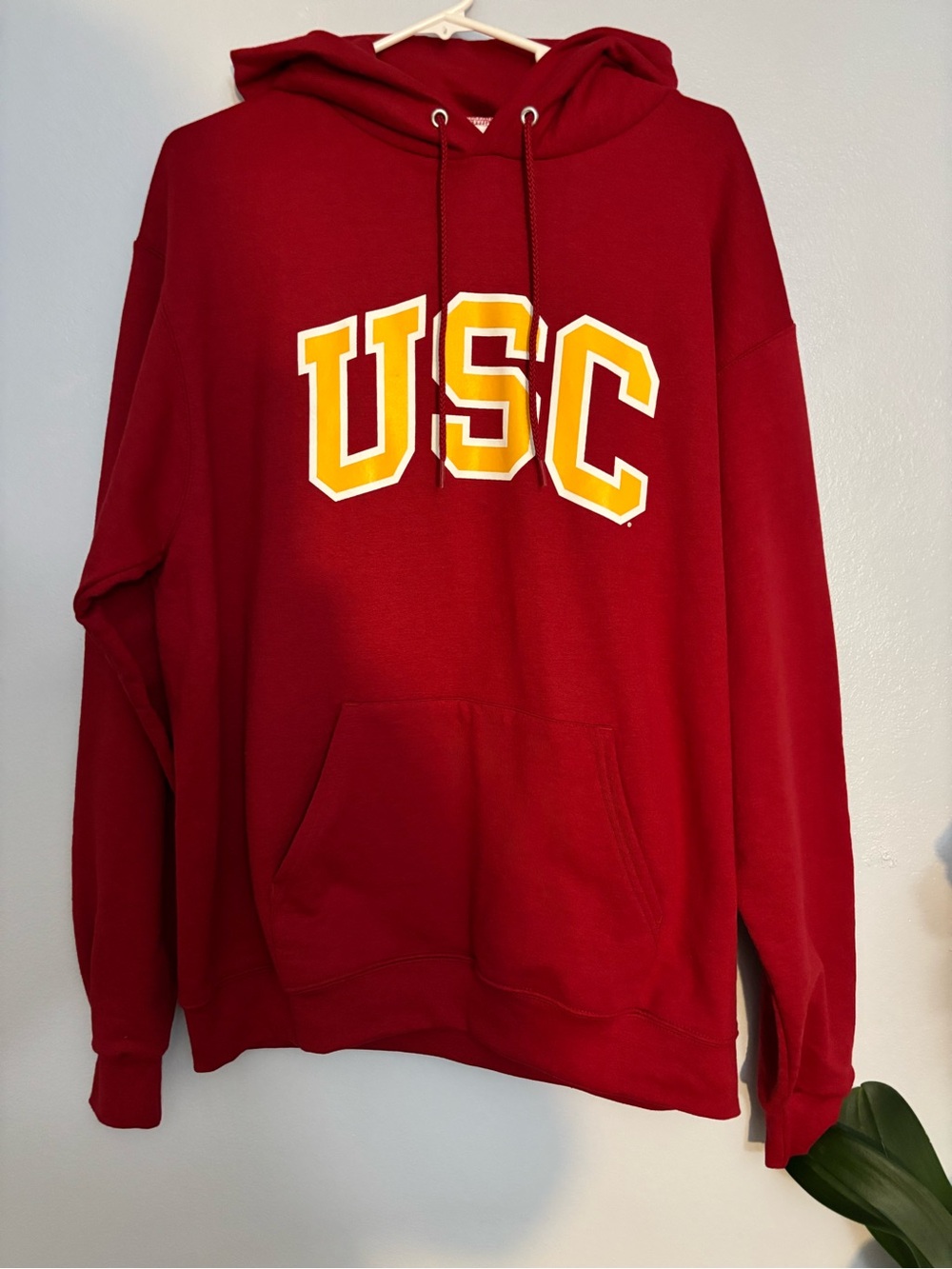 Champion Men's Hoodie - Cardinal Red with Gold USC Letters